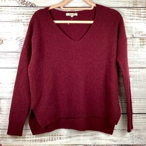 MADEWELL SIZE S BURGUNDY RED V‎ NECK SWEATER TOP GUC